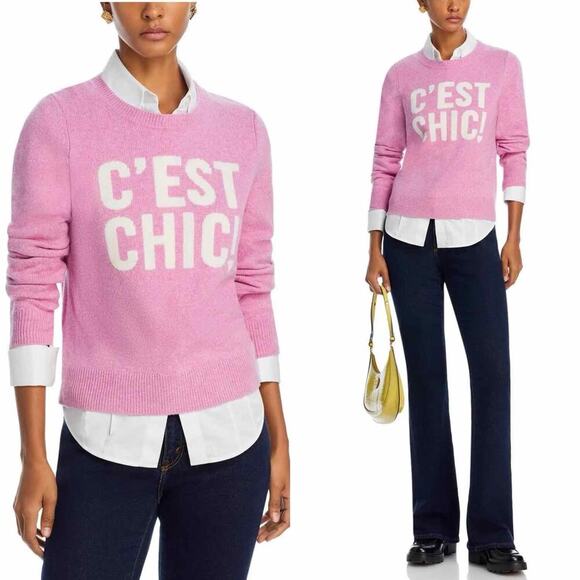 Cinq à Sept Women's C'est Chic Wool Blend Sweater Size Medium Pink Quartz Ivo - Picture 9 of 13